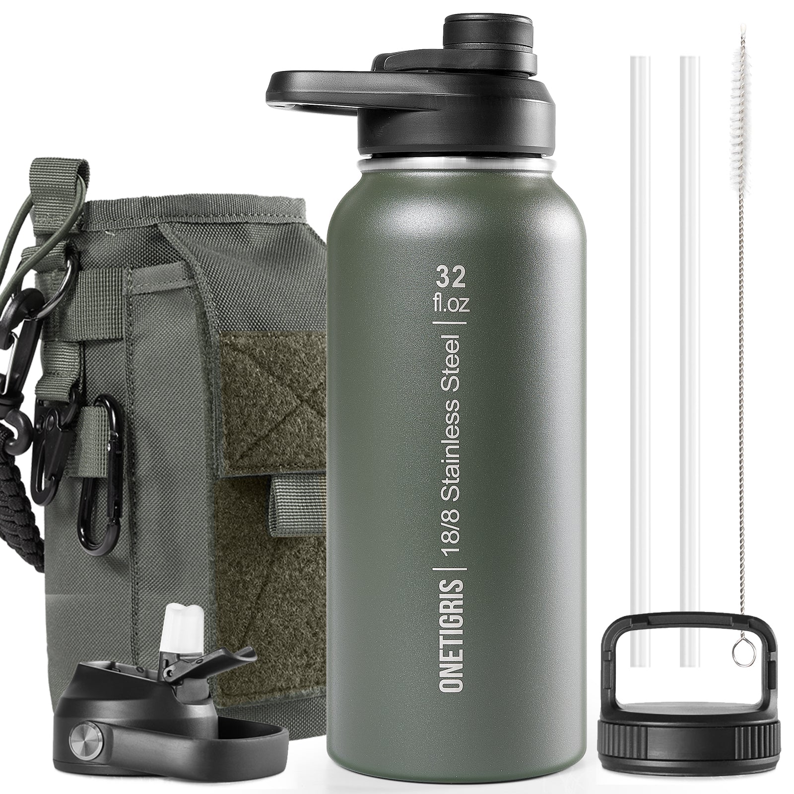32oz Stainless Steel Insulated Water Bottle with Pouch set